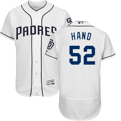Padres #52 Brad Hand White Flexbase Authentic Collection Stitched MLB Jersey - Click Image to Close